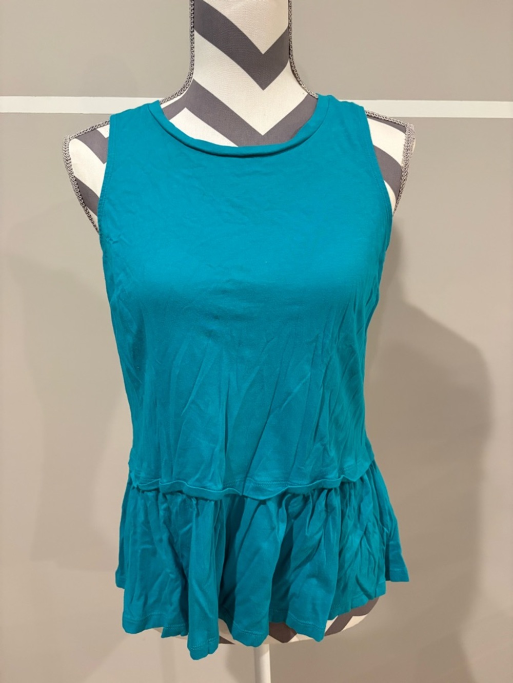 Sleeveless Teal Blue Peplum Tank Top